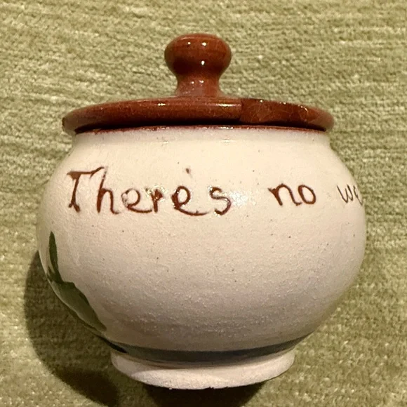 Motto Ware or Cottage Ware Jam Jar / Miniature Sugar Bowl Torquay Devon England - Picture 3 of 11